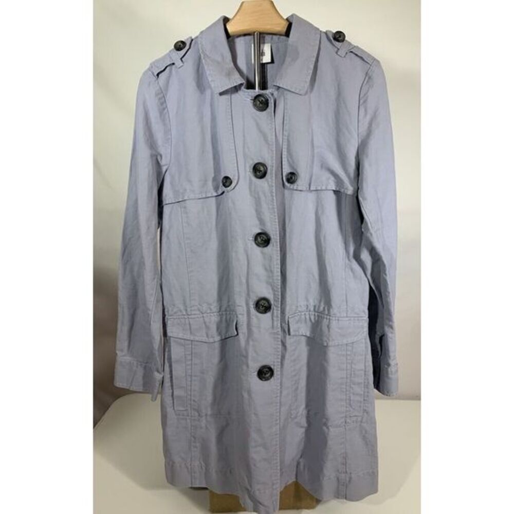 Cabi Linen Cotton Women's Jacket Medium Grey Button Up Missing Belt Casual Comfy